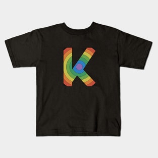 Retro Rainbow 'K' Sticker Kids T-Shirt